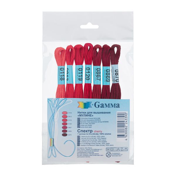 Мулине Gamma набор Спектр, цв.cherry, 7 мотков по 8 метров