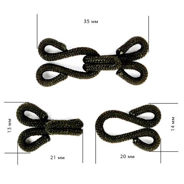 Крючки пришивные в оплетке 35 мм, цв. черный, уп. 50 шт