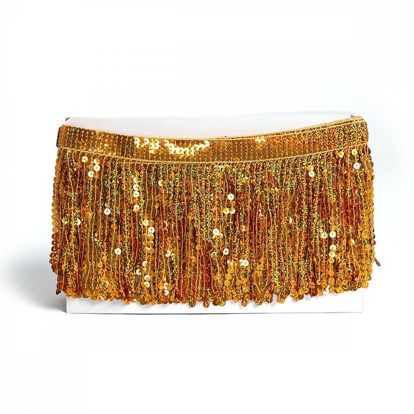 Бахрома отделочная 15.0 мм / 4.5 метра, с пайетками, TBY.11503, цв.золото