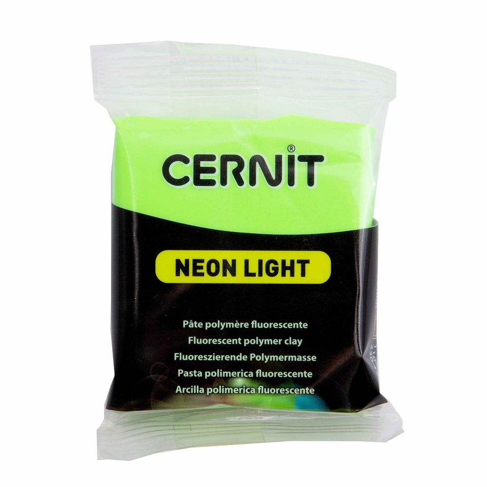 Полимерная глина запекаемая Cernit Neon неоновый, 56 г, 600 неон-зелёный
