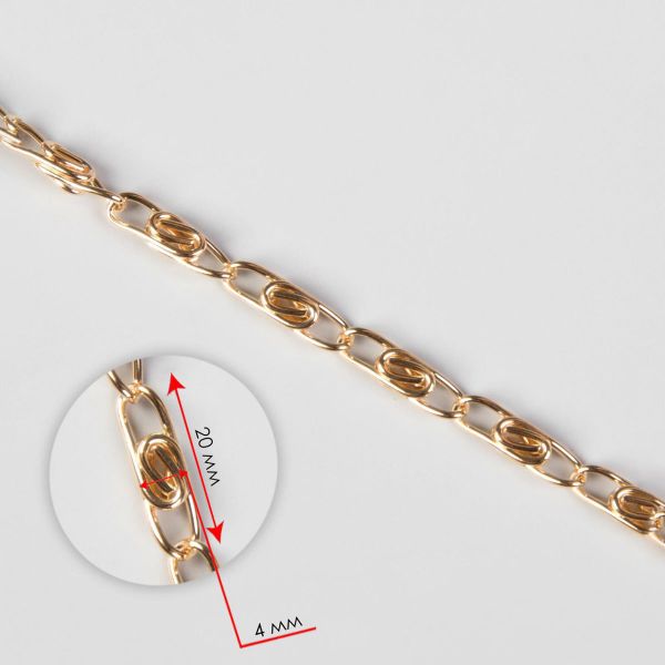 Цепочка для сумки с карабинами 120см 13х4мм золотой
