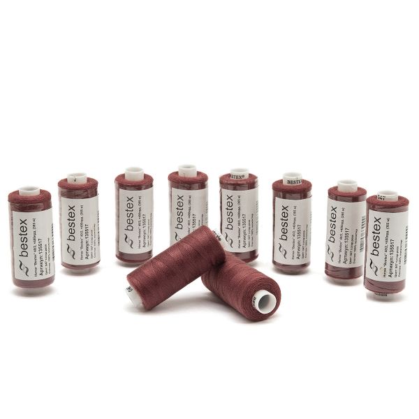 Нитки швейные бытовые Bestex 40/2, 365 м (400 ярд) / 10 кат., 047 коричнево-розовый