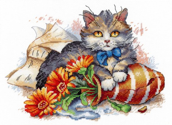 Набор для вышивания нитками МП Студия, Пушистый озорник, 18х23 см