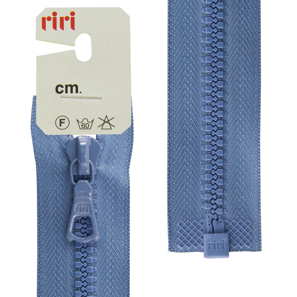 Молния трактор RIRI Т6 (6 мм) 1 зам., разъем., 6 мм, 40 см, цв. тесьмы 2630, сине-голубой, упак. 5 шт /TOS/