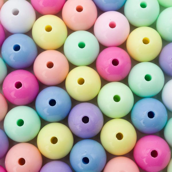 Бусины пластик ⌀12 мм, 50±5 г, микс цвета, круглые, Astra&Craft, 1AL051-1