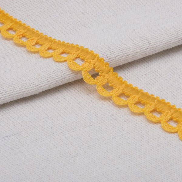 Кружево вязаное (тесьма) 10 мм / 25 метров, рис.9441 (желтый) С3805Г17