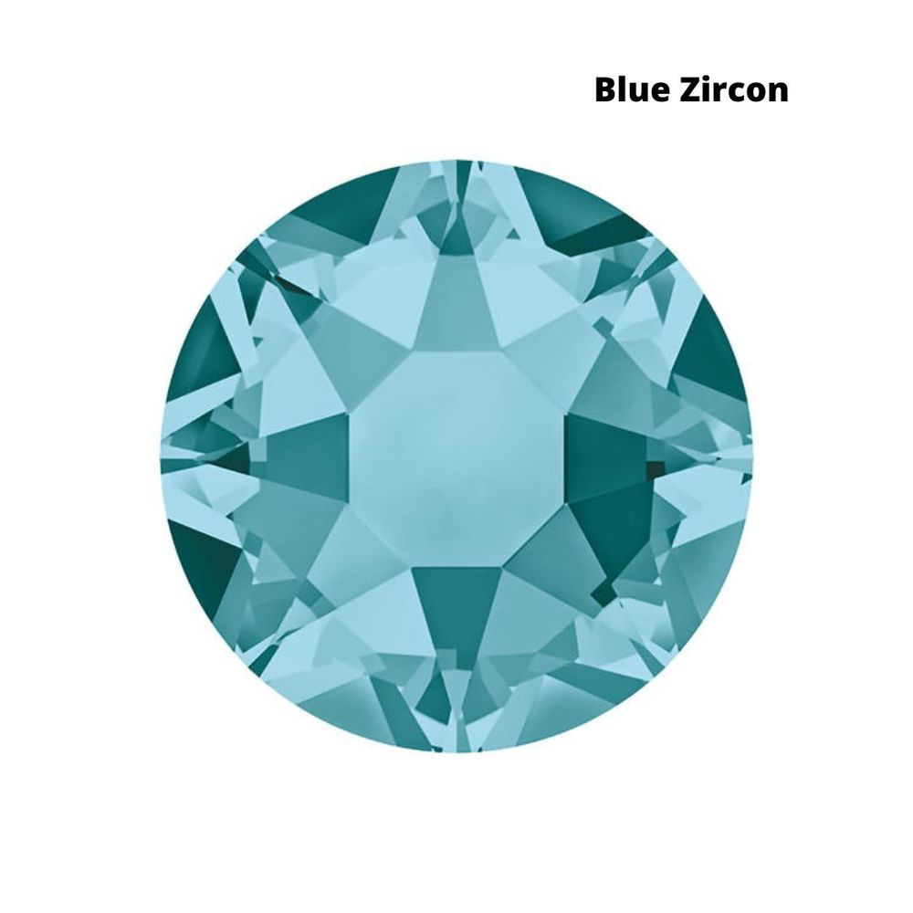 Стразы Swarovski клеевые плоские 2028HF, ss 6 (2 мм), Blue Zircon M, 144 шт