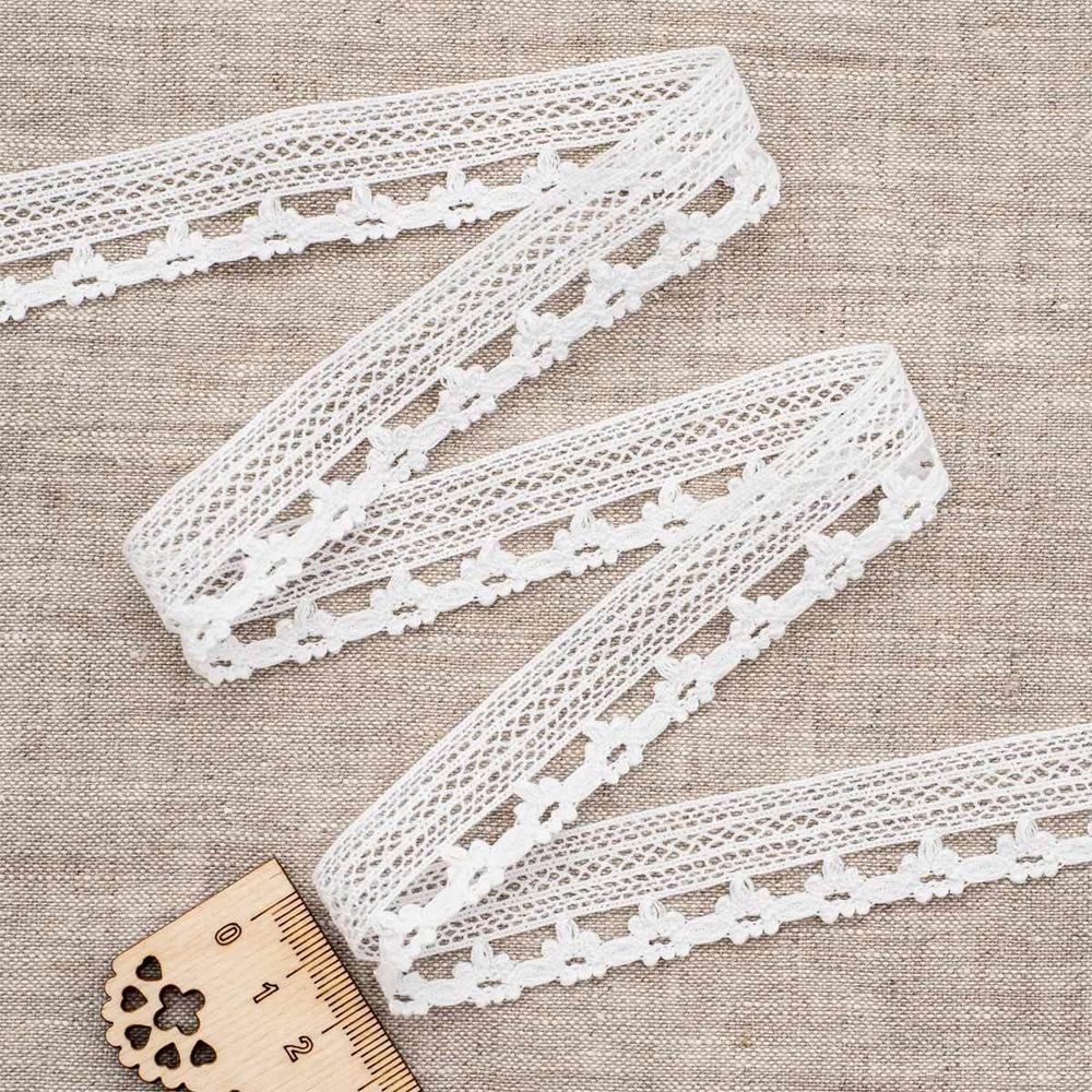Кружево вязаное (тесьма) 24 мм / 3,4 м, ±4 см, белый