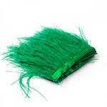 Перья на ленте Страус 15 см, FBY-15-025, цв. зеленый, 2м