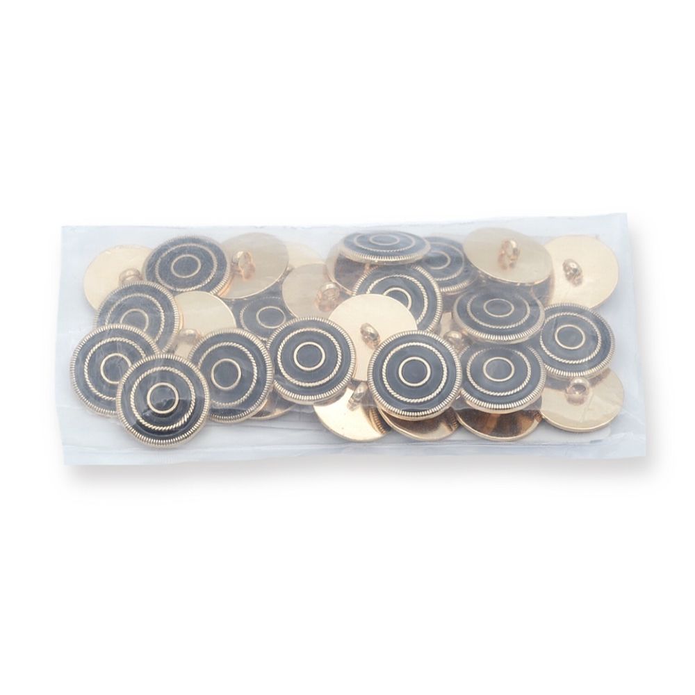 Пуговицы на ножке 36L (23мм), металл (Black/G черный с золотом), 36 шт, ME 644