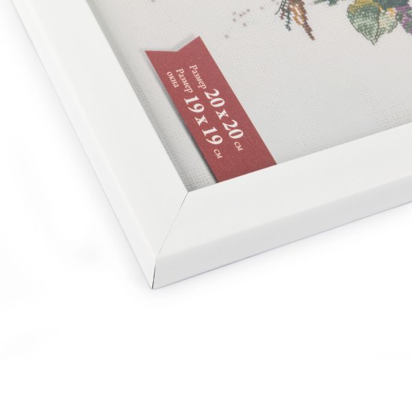 Рамка для картины (фото) пластик с оргстеклом 20х20 см, белый, Gamma ПРК-20