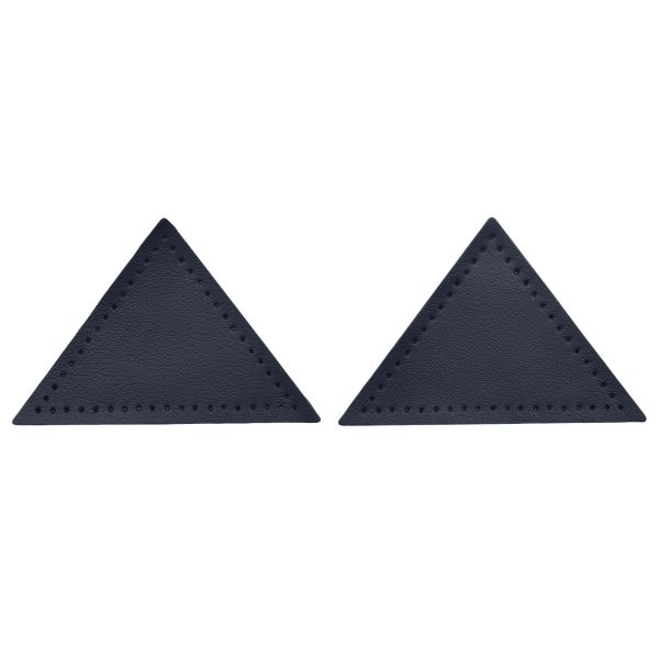 Заплатки пришивные из кожи, треугольник равнобедр., стор. 8см, с перфорацией, 2 шт, 100% кожа, 05 темно-синий, 9903