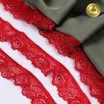 Кружево эластичное (стрейч) 30 мм, L839, цв.101 т.красный уп.50м, Kruzhevo