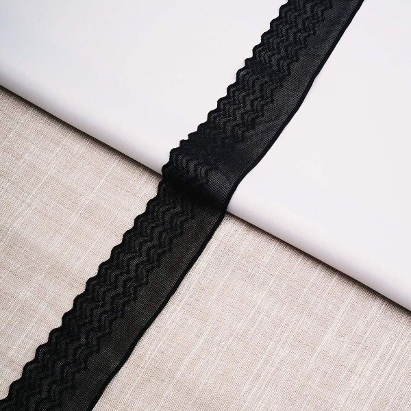 Кружево эластичное (стрейч) 40 мм / 13.72 метра, черный, 3AR3783