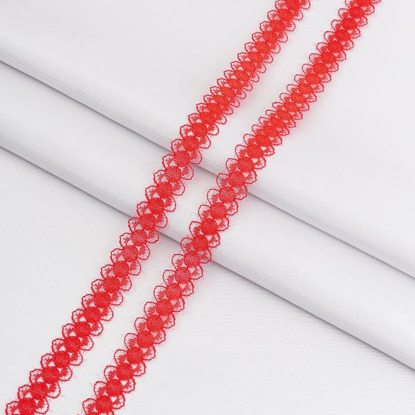 Кружево капроновое 14 мм / 30 метров, 140, 100% п/э, цв. красный, 26787