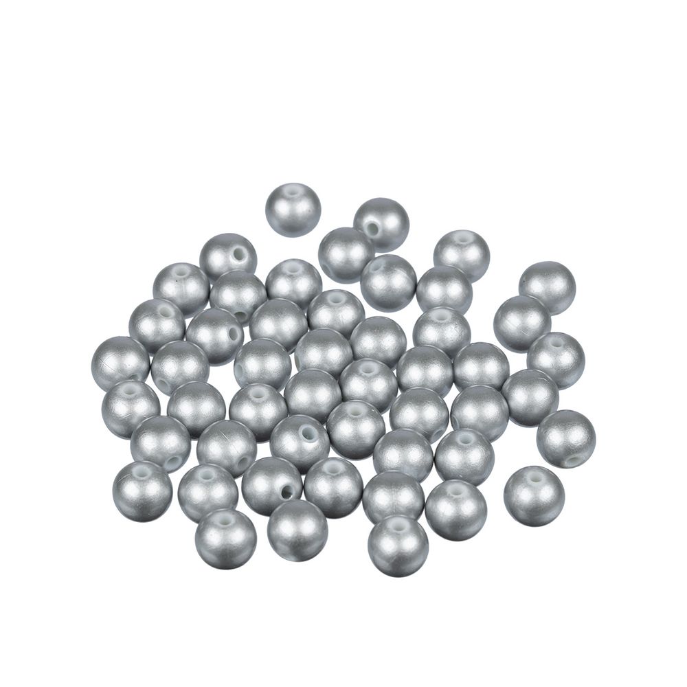 Бусины пластик ⌀10 мм, 50±2 шт, №24 серебро, Zlatka PB-3