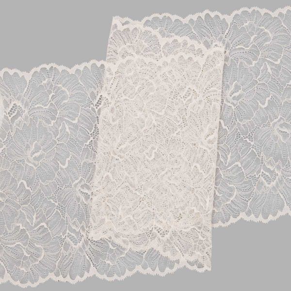 Кружево бельевое эластичное 240 мм / 3.4 метра, цвет молочный