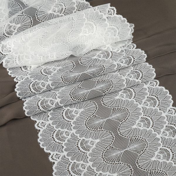 Кружево бельевое эластичное 195 мм / 10 м, цв.01 белый, Kruzhevo