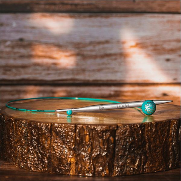 Тросик поворотный для съемных спиц KnitPro Mindful, 20см, нержавеющая сталь с нейлоновым покрытием, бирюзовый, 36602