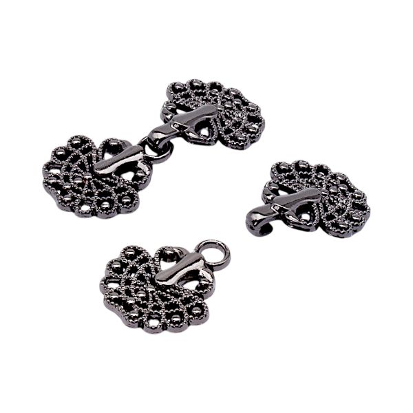 Крючки пришивные декоративные 37х17 мм, pewter, 10 шт