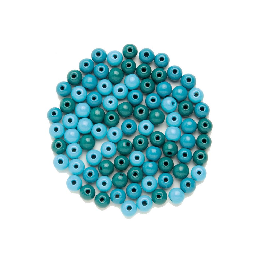 Бусины дерево бирюзовый микс, 10 мм, 47 шт, Glorex /TOS/