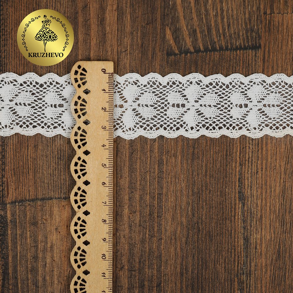 Кружево вязаное (тесьма) 35 мм / 10 метров, TBY.2444 цв.белый, Kruzhevo
