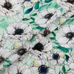 Ткань для пэчворка Peppy Цветущие анемоны 50х55 см, 140±5 г/м², ЦА-02 зеленый