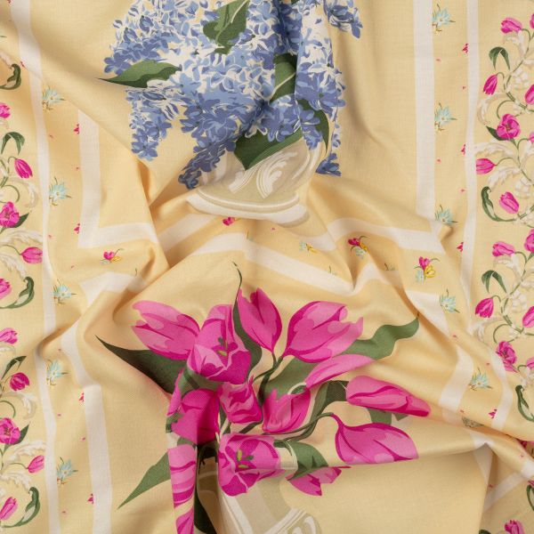 Ткань для пэчворка Peppy Весенний этюд, рулон 112 см / 5 метров, ВЭ-01 Панель желтый, Peppy