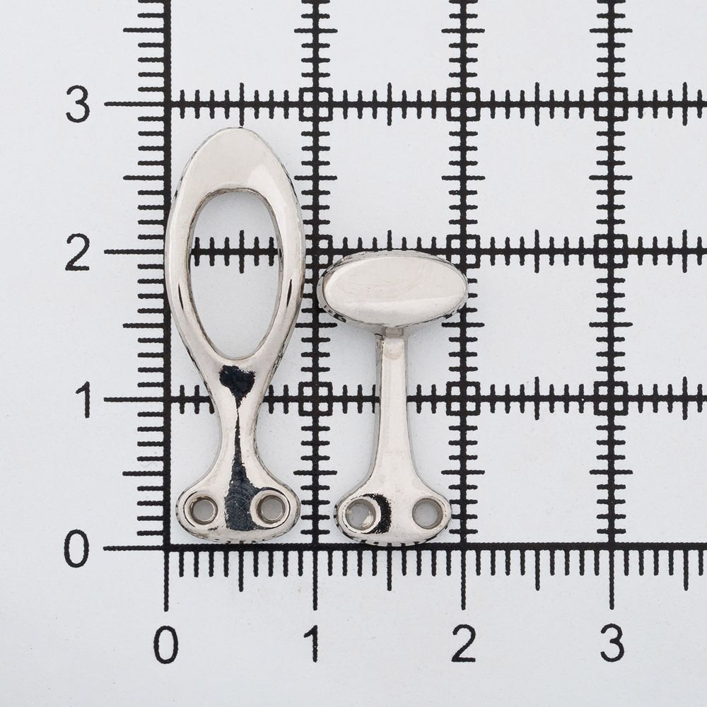 Крючки пришивные декоративные 36х10 мм, серебро (никель), 6 шт