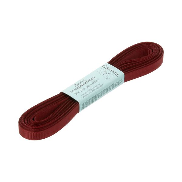 Лента репсовая нарезка 06.0 мм / 10 шт по 5.4 метра, 054 бордовый, Gamma GR-06
