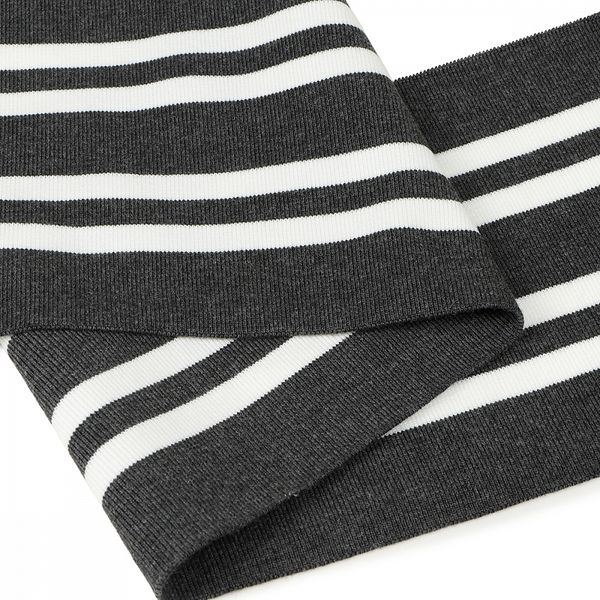 Подвяз (довяз) трикотажный 14.0х100 см, т.серый с белыми полосами, двухслойный, 100% п/э, 5 штук