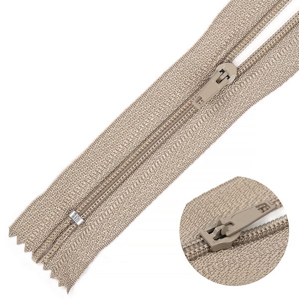 Молния спираль (витая) брючная Т4 (4 мм) 1 зам., н/раз., 20 см, п/автомат, цв.S235 бежевый уп.100 шт