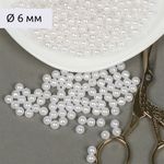 Бусины пластик (перламутр) ⌀6 мм, цв.033 белоснежный, уп.500г (4838 шт), Magic4Hobby