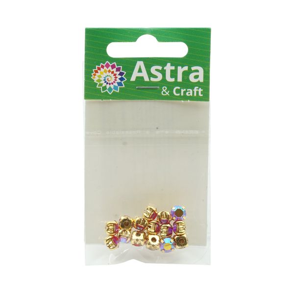 Хрустальные стразы в цапах круглые (золото) красный (с покрытием) 4х4мм, 19-20 шт/упак. Astra&Craft, ЗЦ012ДС44