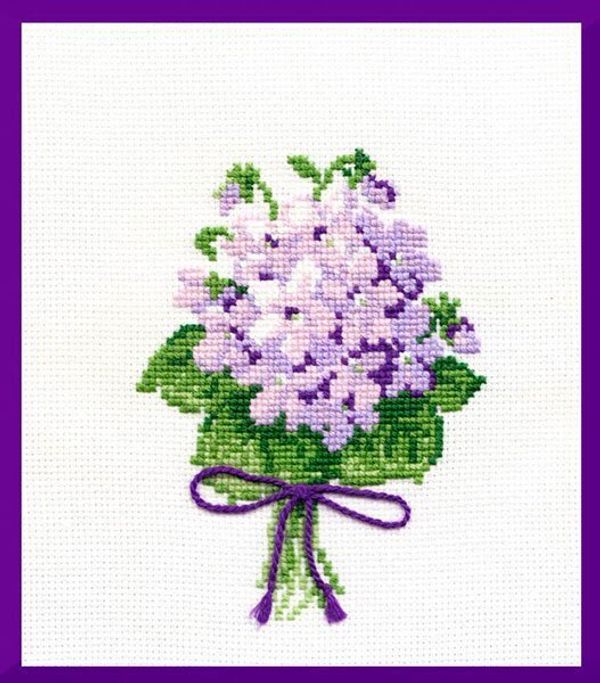 Набор для вышивания нитками Риолис, Фиалки 13х16 см