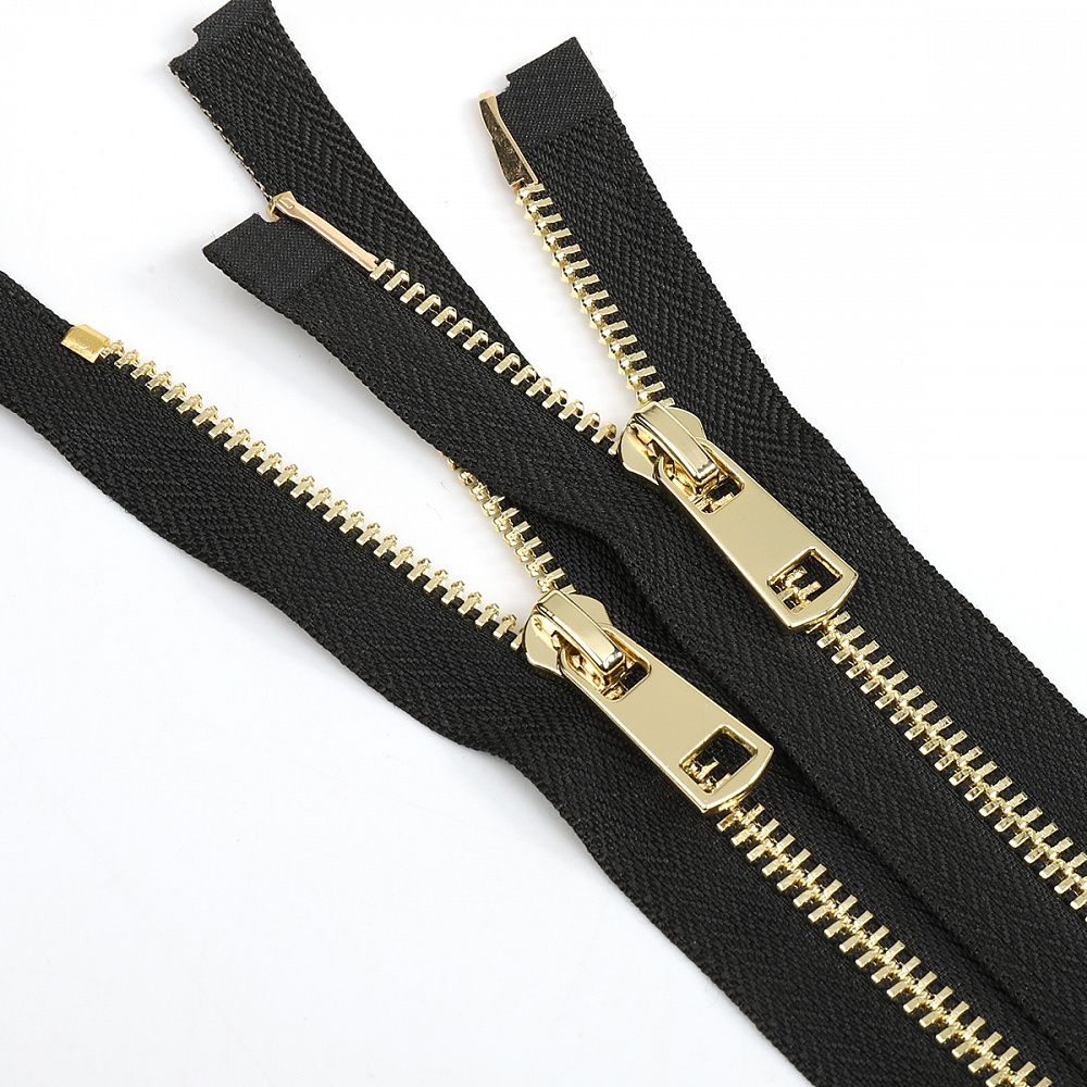 Молния металл Т5 (5 мм) 2 зам., разъем., 110 см, золото, цв. F322 черный, Mzipp