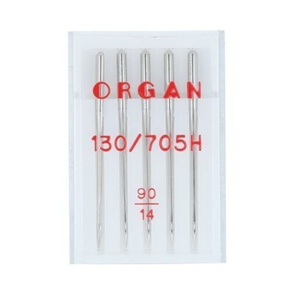Иглы для швейных машин базовые универсальные 130/705 H, №90, 5 игл, в пенале 5105090 90, ORGAN
