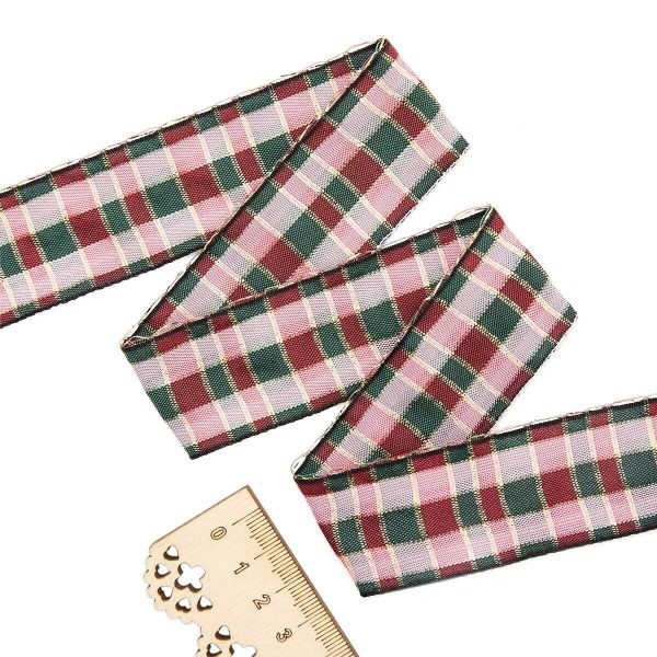 Лента Шотландка с люрексом 30 / 25м (черный/розовый), С3301Г17