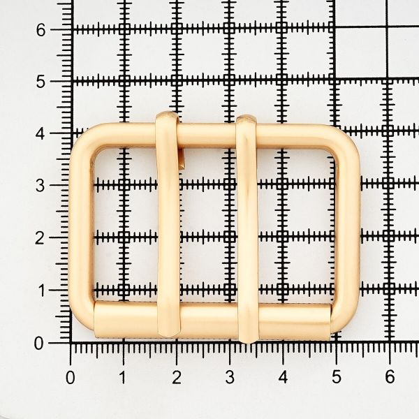 Пряжка прямоугольная 45 мм, с двумя язычками, металл (Gold Золото матовое), МТ_1864, 6 шт