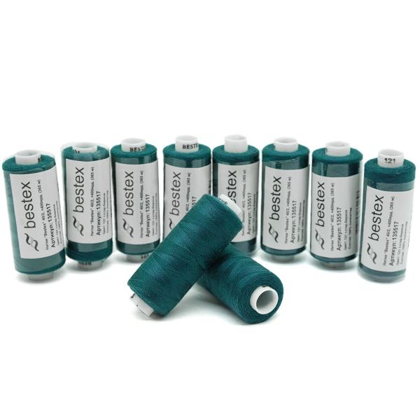 Нитки швейные бытовые Bestex 40/2, 365 м (400 ярд) / 10 кат., 121 зеленая сосна