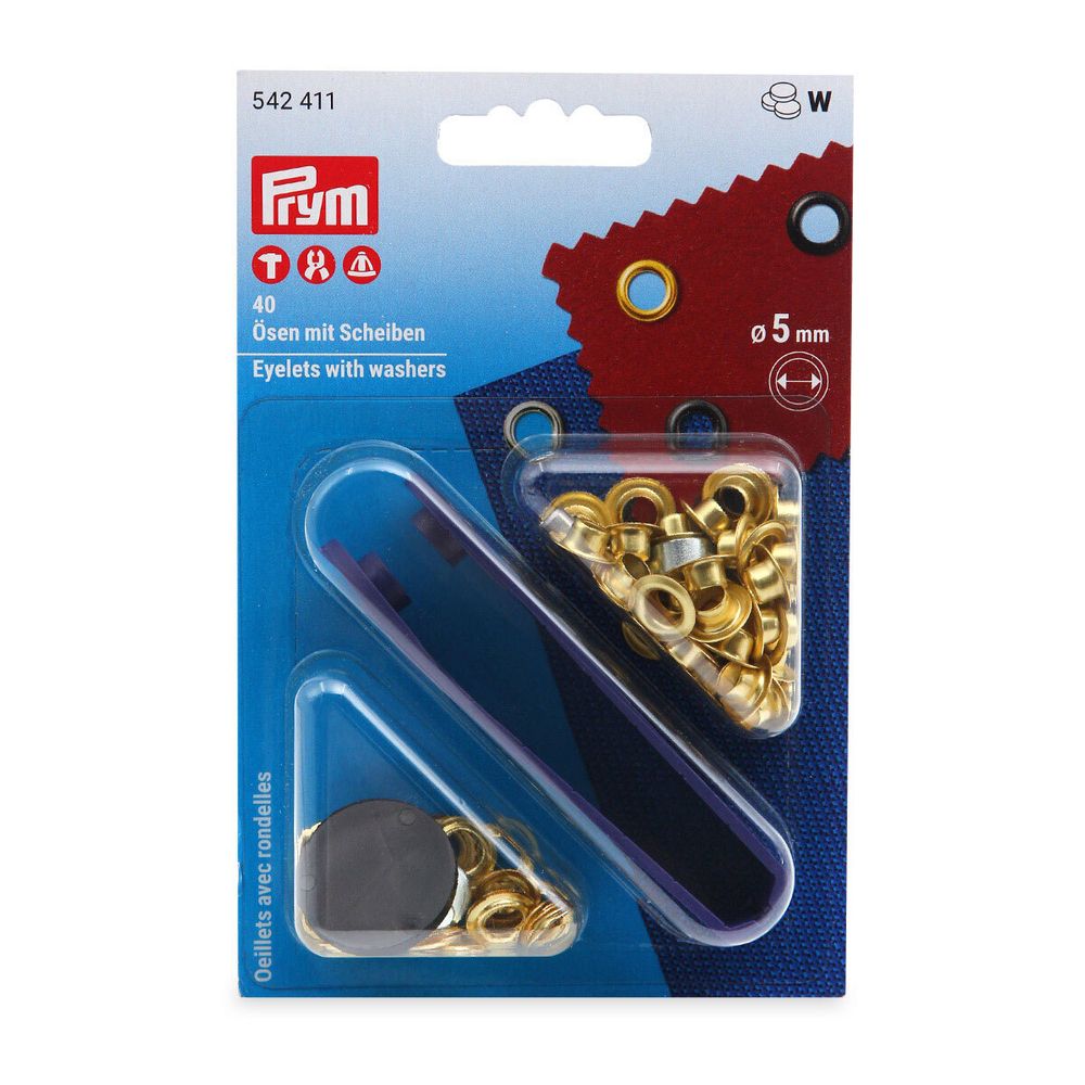 Люверсы металл ⌀_5.0 мм (внутр.), золотой, Prym, 40 шт