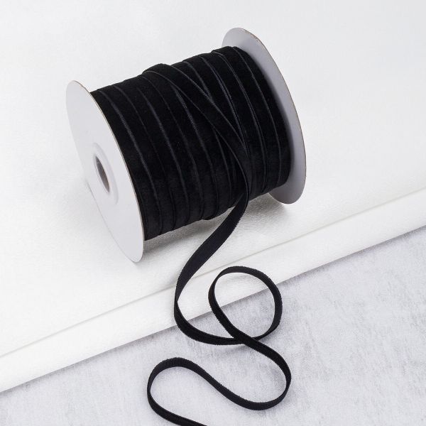 Лента бархатная (тесьма) 06.0 мм / 32.9±2 метров, 0081-0701 (8611 черный (141757))