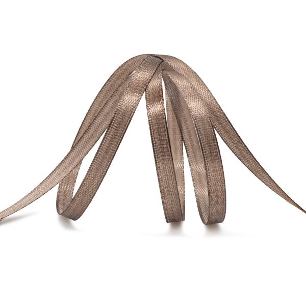 Лента атласная 1-сторонняя 6.0 мм / 22.86±1 метров, 075 серо-коричневый, Globus