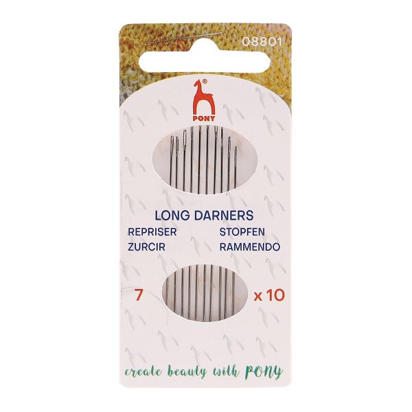 Иглы ручные длинные для штопки Long Darners №7, 10 шт, PONY, 08801