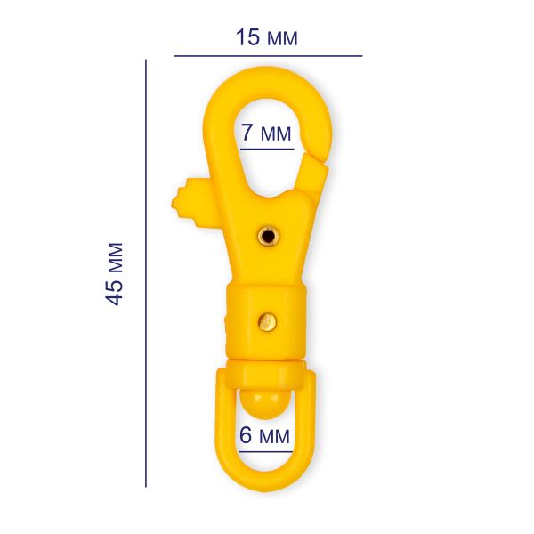 Карабин пластик 14 мм, 10 шт, №16 желтый, Gamma GHB004
