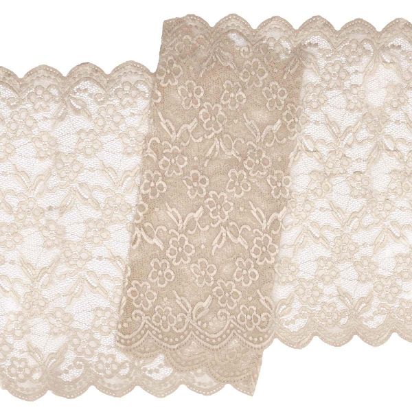 Кружево бельевое эластичное 400 мм / 3.4 метра, цвет телесный