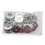 Пуговицы на ножке пальтовые, черный/серебро, 48L (черный), 24 шт