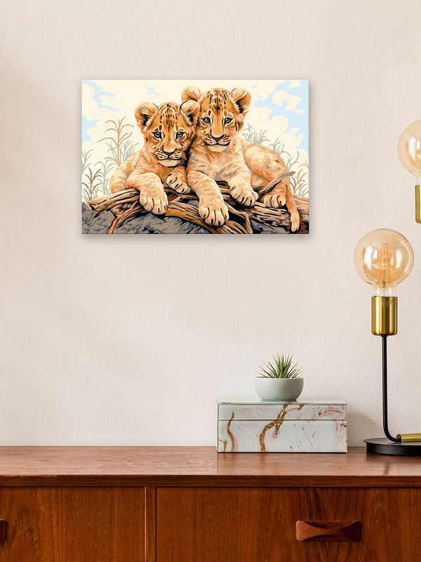 Картина по номерам Фрея PNB/PS-374, Малыши-львята, 30х20 см