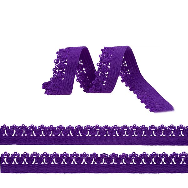 Резинка бельевая (ажурная) 12.0 мм / 100 метров, RB010507A, цв.A0507 фиолетовый неон