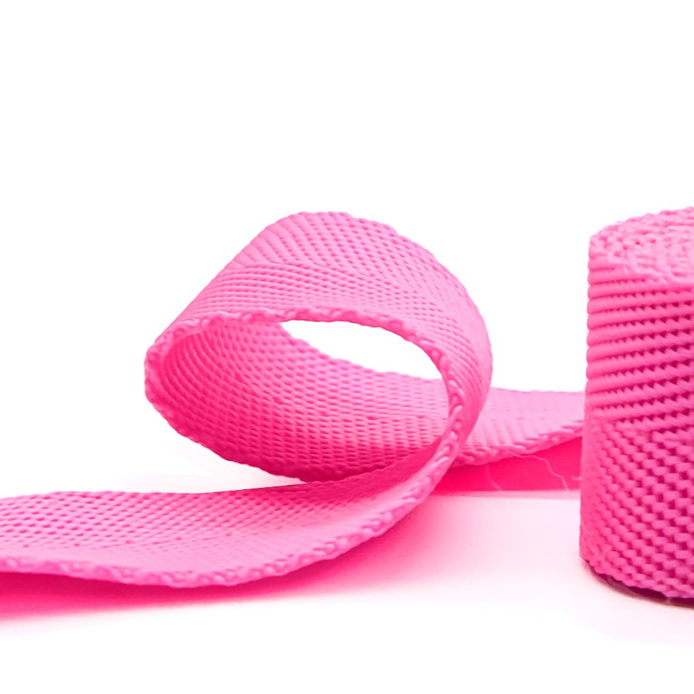Стропа (ременная лента) 25 мм / 5х2.5 метра, толщ. 1.0 мм, [15.1 г/пог.м], 100% п/п, 7 ярко-розовый